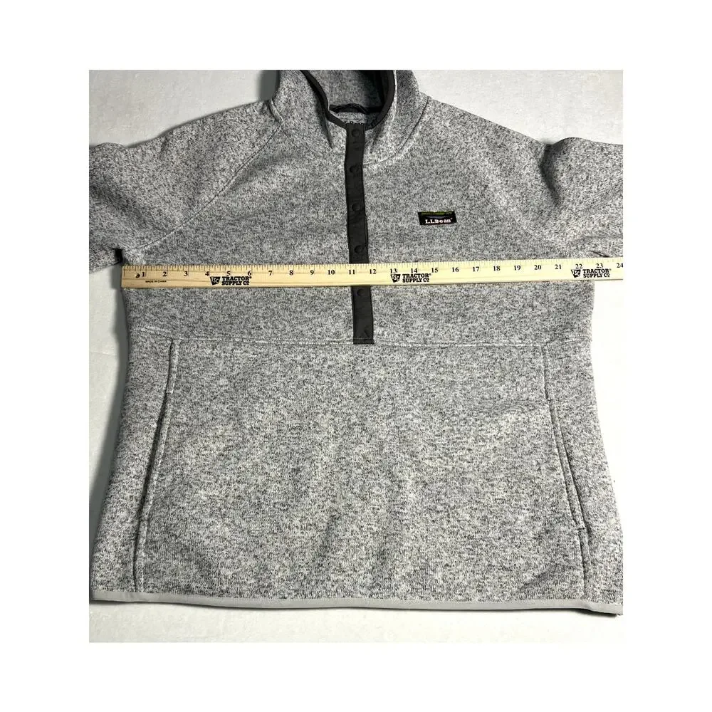 LL Bean Womens Sweater Fleece Pullover Hooded Grey Size L - Picture 7 of 8